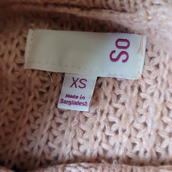 Oversized Turtleneck Knit Sweater Pink with Blue Stripe/Juniors Size XS - Picture 5 of 7